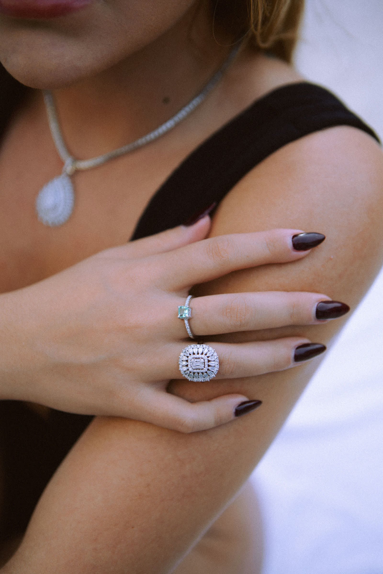 Duo Ring — A small Paraíba tourmaline on a split shank.