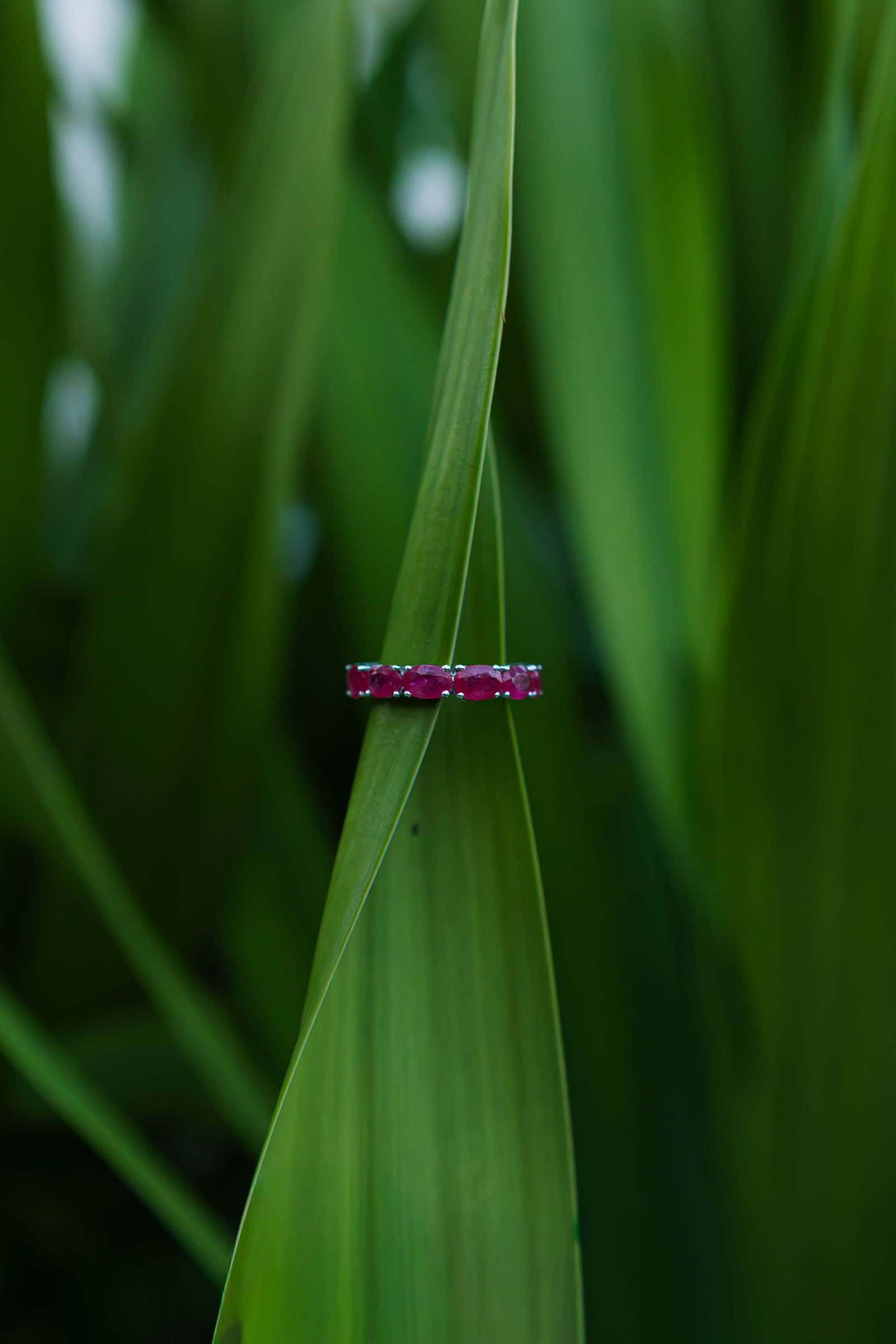 Ruby Line Band — An unbroken line of calibrated rubies, channel set.